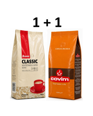 Акция! Зерновой кофе Bravos Classic 1 кг + Covim ORO CREMA 1 кг